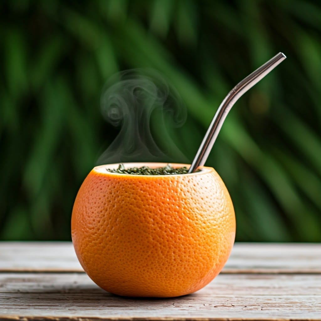 Mate hecho con pomelo o naranja