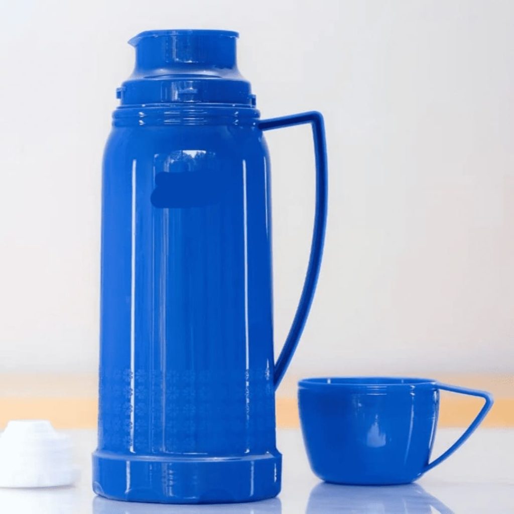 Termos de apolla de vidrio interior con plástico exterior